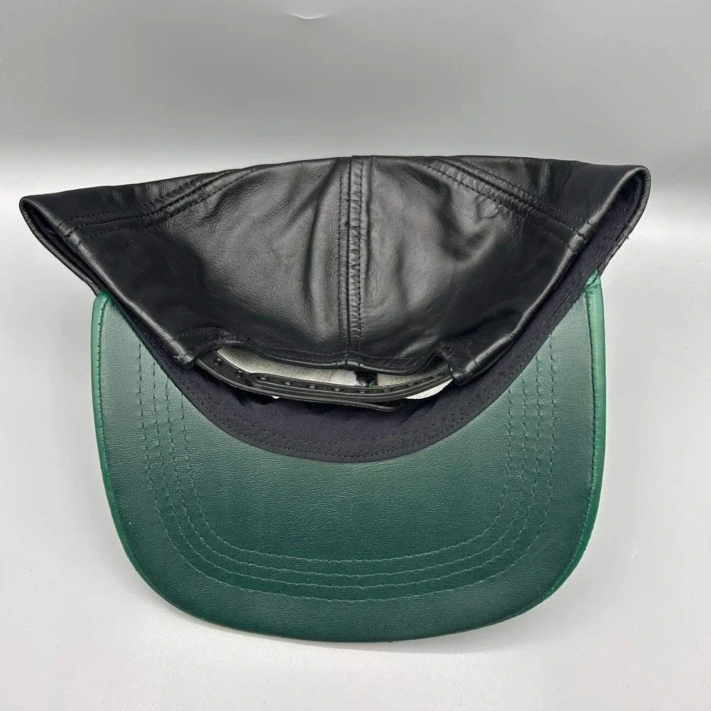 Boston Celtics NBA Hat‎ Men Black Green Leather Adidas Snap Back Cap